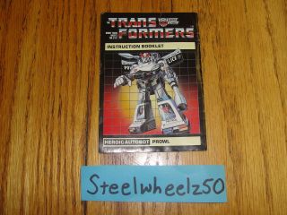Vintage Transformers Prowl Instruction Booklet G1 1984 Autobot Prowl 