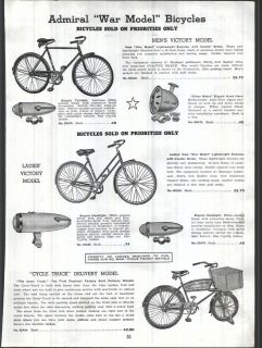 1944 AD Cycle Truck Delivery Mdl Bicycle Admiral War Model Victory 