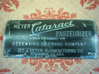 RARE!! Sebewaing Brewing Co Brass Pasteurizer Nameplate