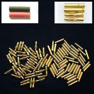 50 Pairs 4mm Gold Bullet Connector Plug + Shrink Tubing