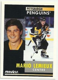 1991 92 Pinnacle French #1 Mario Lemieux Pittsburgh Penguins