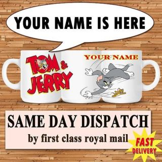 TOM AND JERRY PERSONALISED MUG CUP GIFT NAME PRINTED