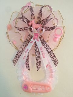 one or ten ZEBRA BABY SHOWER CORSAGE. CHOOSE BLUE OR PINK. GREAT GIFT 