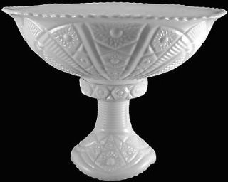 Vintage Thatcher McKee Milk Glass Concord Pattern Punch Bowl, Stand 