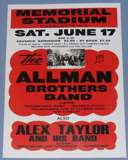 The Allman Brothers Band Concert Poster   Charlotte 1972   Eat A 