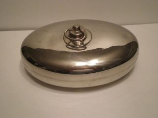 VINTAGE GERMAN CHROME PLATED COPPER HOT WATER BED WARMER