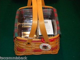 Longaberger Basket 2000 Christmas Collection Liner & Tie On FREE 