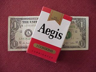 VINTAGE NEW OLD STOCK AEGIS CONDOMS SEALED IN CIGARETTE PACK SIZE 