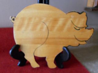 Vintage Small Pig Hand Paint Cutting Wooden Board