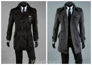 Mens Double Breasted Trench Coat Jacket Overcot A18