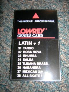 LOWREY GENIUS STYLE ROM CARD for NT Series Organs  Latin +1