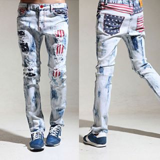   baggy pants cargo pant USA flag patch STRAIGHT FIT DENIM SKINNY JEANS