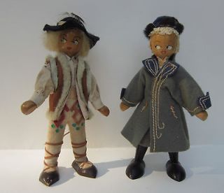    30s Pair Roithner Hugo Wood Dolls Boy & Girl Original Costumes 7.5