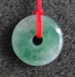 Red Cord Surfer Necklace Green Jade Stone #2