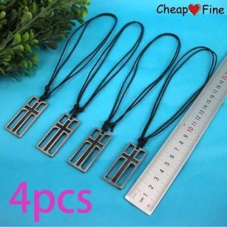 Wholesale 4pcs Dog Tag CROSS alloy metal adjustable necklaces For gift