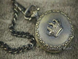 New Royal Kings Crown Emblem Antique Style Pocket Lady Watch Bronze 