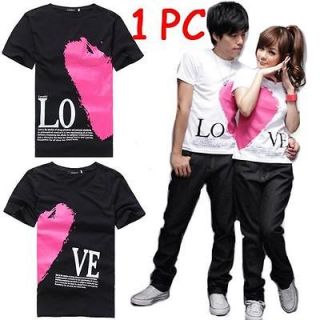   Womens Love Heart Cotton Couple T shirt Tops S M L XL XXL New A1399