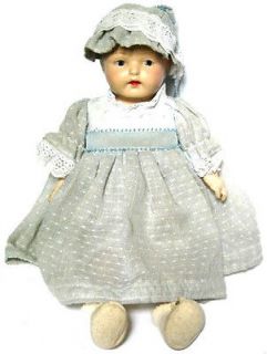 16 Antique Composition Compo Head Jointed Arms Legs Baby Doll w/Dress 