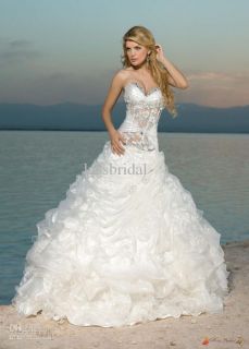 2012 Beach Elegant Applique Crystals Beaded Ball gown Wedding dress 