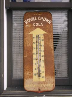Vintage Royal Crown RC Cola metal Original Thermometer WORKS GREAT 26 