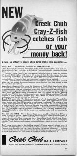 1963 Vintage Ad Creek Chub Cray Z Fish Fishing Lures Garrett,Indian 