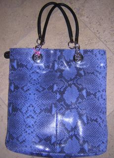 CYNTHIA ROWLEY Blue & Black Snakeskin Tote Bag Purse Handbag Shopper 