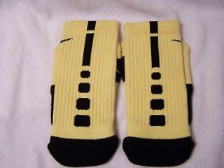 Custom Nike Elite Basketball Socks Yellow with Black Stripe Size 