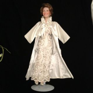 Danbury Mint First Lady Nancy Reagan Doll Beaded Evening Gown, Jewelry 