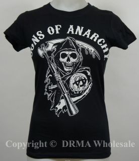 Authentic SONS OF ANARCHY Reaper Logo Girl Tee T Shirt S M L XL 2XL 