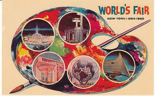 Vintage Postcard New York Worlds Fair 1964 1965 Palette of Scenes 