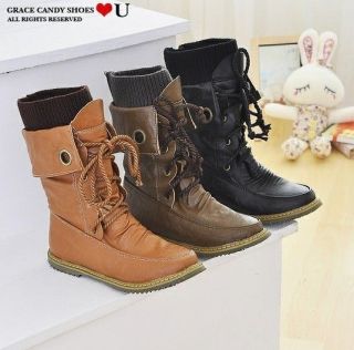 Hot Lace  Up Buckle Strap Ankle fashionable Boots Shoes 3 color size 