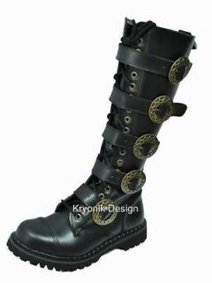 Demonia Steam 20 goth gothic steampunk black leather boots mens 12