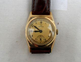 Antique deco 9ct 9kt gold Omega Dennison cased wrist watch inc service 