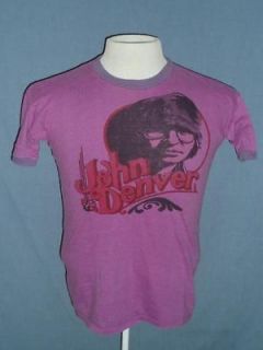VTG 70s JOHN DENVER Concert T Shirt Ringer SMALL Purple