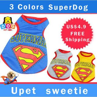   UPET SUPERMAN Pet Puppy CAT DOG Clothes Vest shirt S,M,L,XL,XXL NEW