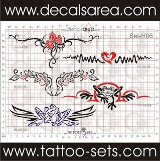 Set H06 Airbrush Tattoo Stencils REUSABLE New u