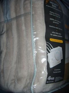 NEW Biddeford MICRO PLUSH KING Size TAN Electric Heated Blanket with 2 