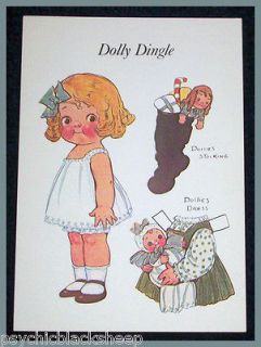 1985 VINTAGE Repro Holiday DOLLY DINGLE Paper Doll POSTCARD Grace G 