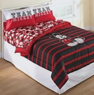 DISNEY MICKEY MOUSE BLACK RED FULL COMFORTER SHEETS 5PC BEDDING SET 