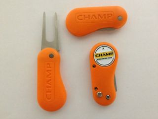 Champ Flix Golf Switchblade Divot Tool + Ball Marker   Orange Brand 