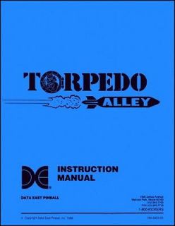 Torpedo Alley Operations/Service/Repair Game Manual/Pinball Machine 