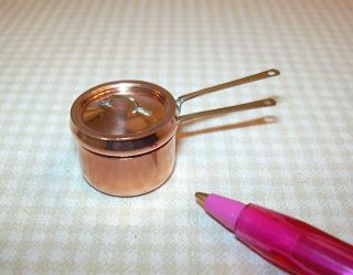 Miniature Getzan Solid Copper Double Boiler, DOLLHOUSE Miniatures 1/12 