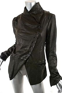 MASNADA Black Distressed Rundholz Leather Jacket Asymetrical NWT I42 