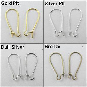 Kidney Earring Wire Earwire 17mm 24mm 39mm 46mm Gold,Silver,Bronze etc 