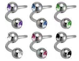Double Gem Spiral Belly Button Ring Lot of 3