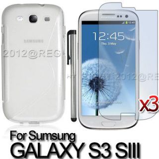 Clear White Back Case Cover+Screen Protector+Stylus For Samsung Galaxy 