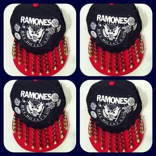 NEW Men Women Ramones Snapback Hat Studded Spike Punk HipHop Custom 