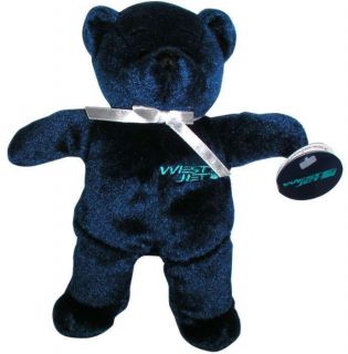 Plush Teddy Bear Rtired WestJet Airlines 8 inch tall MINT Dark Blue 