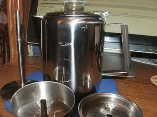 rapid brew stainless steel 18/8 coffee pot percolator stove top camp 