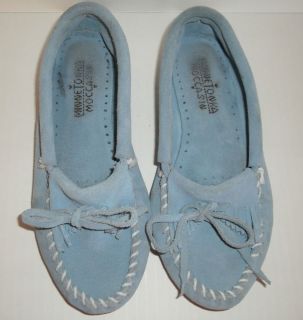   Moccasins Womens Blue Suede Leather Loafers Driving Shoes Size 6.5